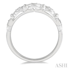 1/20 Ctw Diamond Shape Mount Round Cut Diamond Wedding Band in 14K White Gold