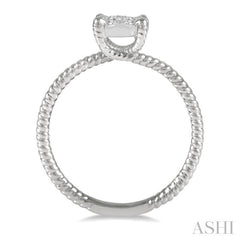 1/3 Ctw Rope Shank Lovebright Round Cut Diamond Cluster Ring in 14K White Gold