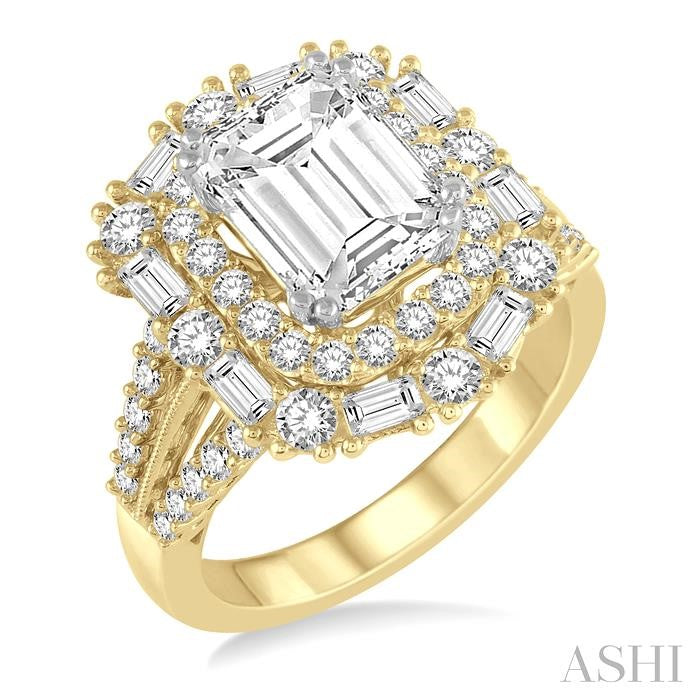 1 3/8 Ctw Diamond Semi-Mount Engagement Ring in 14K Yellow & White Gold