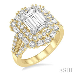 1 3/8 Ctw Diamond Semi-Mount Engagement Ring in 14K Yellow & White Gold