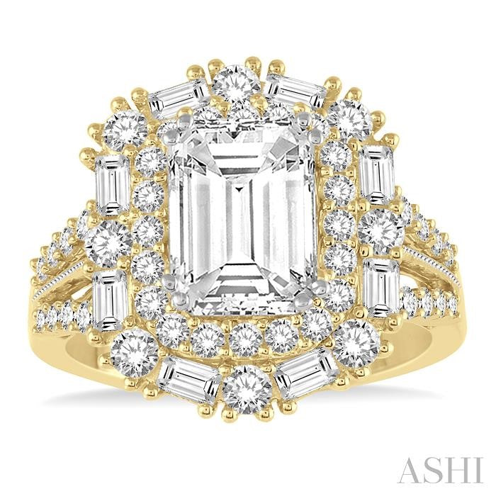1 3/8 Ctw Diamond Semi-Mount Engagement Ring in 14K Yellow & White Gold