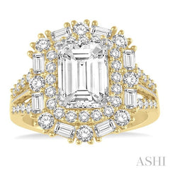1 3/8 Ctw Diamond Semi-Mount Engagement Ring in 14K Yellow & White Gold