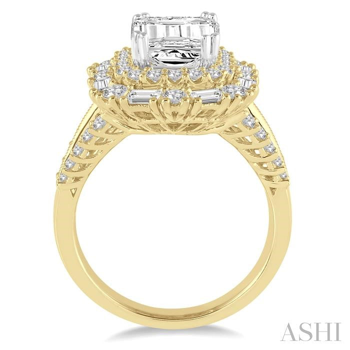 1 3/8 Ctw Diamond Semi-Mount Engagement Ring in 14K Yellow & White Gold