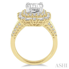 1 3/8 Ctw Diamond Semi-Mount Engagement Ring in 14K Yellow & White Gold