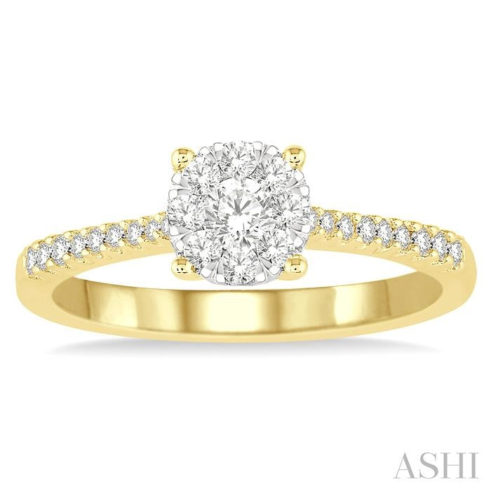 3/8 Ctw Round Shape Diamond Lovebright Ring in 14K Yellow and White Gold