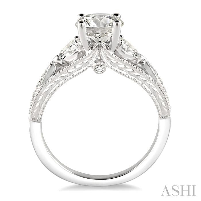 1 1/10 Ctw Diamond Engagement Ring with 3/4 Ct Round Cut Center Stone in 14K White Gold