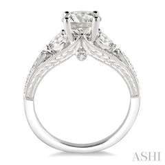1 1/10 Ctw Diamond Engagement Ring with 3/4 Ct Round Cut Center Stone in 14K White Gold