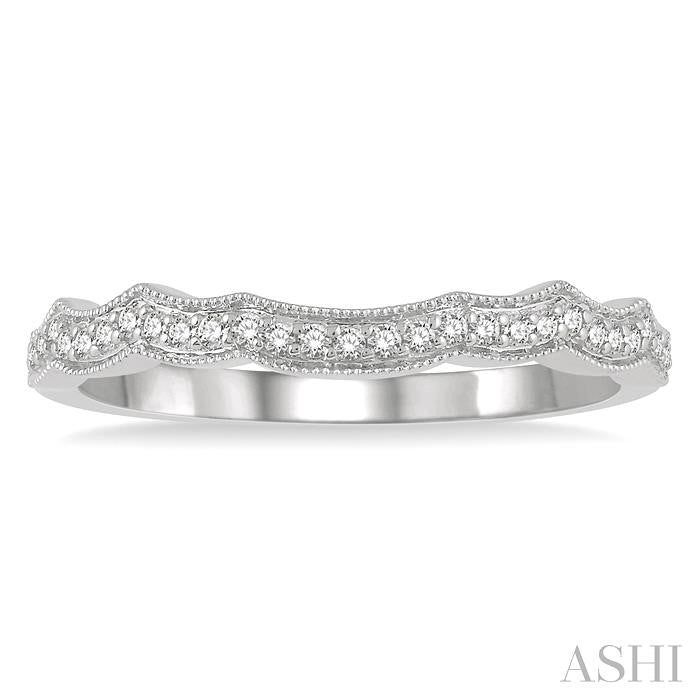 1/8 Ctw Wave Lattice Round Cut Diamond Wedding Band in 14K White Gold