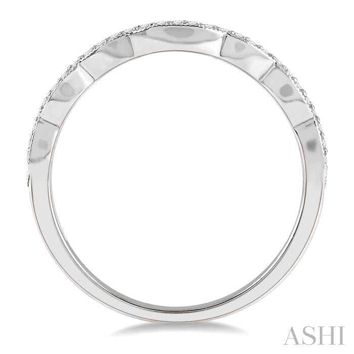 1/8 Ctw Wave Lattice Round Cut Diamond Wedding Band in 14K White Gold