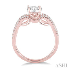 1/2 Ctw Round Cut Diamond Lovebright Engagement Ring in 14K Rose and White Gold