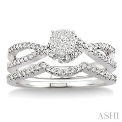 1/2 Ctw Diamond Lovebright Wedding Set with 3/8 Ctw Round Cut Engagement Ring and 1/8 Ctw Wedding Band in 14K White Gold