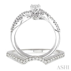 1/2 Ctw Diamond Lovebright Wedding Set with 3/8 Ctw Round Cut Engagement Ring and 1/8 Ctw Wedding Band in 14K White Gold