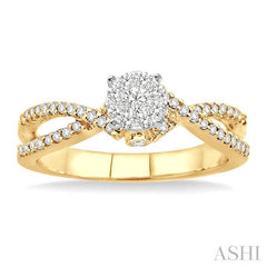 3/8 Ctw Round Cut Diamond Lovebright Engagement Ring in 14K Yellow and White Gold