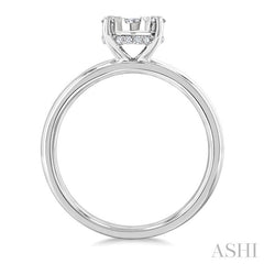 1/2 Ctw Bold Shank Oval Shaped Lovebright Round Cut Diamond Ring in 14K White Gold