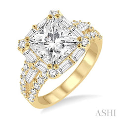 1 1/3 Ctw Diamond Semi-Mount Engagement Ring in 14K Yellow Gold