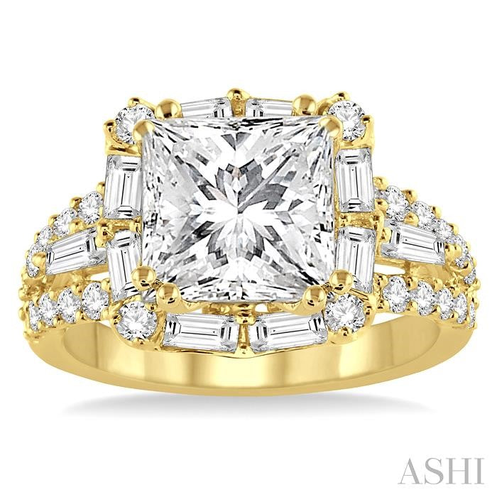 1 1/3 Ctw Diamond Semi-Mount Engagement Ring in 14K Yellow Gold