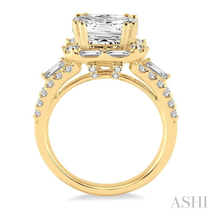 1 1/3 Ctw Diamond Semi-Mount Engagement Ring in 14K Yellow Gold