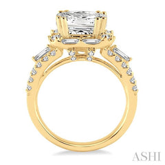 1 1/3 Ctw Diamond Semi-Mount Engagement Ring in 14K Yellow Gold