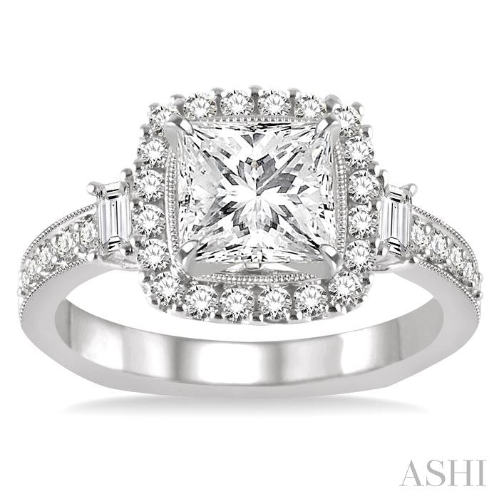5/8 Ctw Diamond Semi-Mount Engagement Ring in 14K White Gold