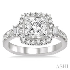 5/8 Ctw Diamond Semi-Mount Engagement Ring in 14K White Gold