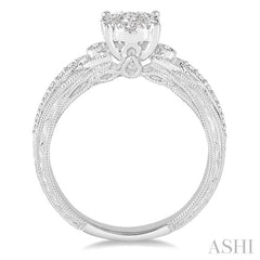 3/8 Ctw Round Cut Diamond Lovebright Engagement Ring in 14K White Gold