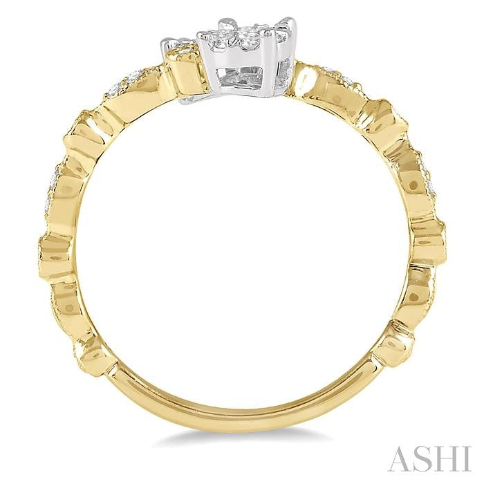 1/3 Ctw Round Shape Open Center Lovebright 2Stone Diamond Ring in 14K Yellow and White Gold