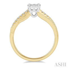 1/3 Ctw Circular Mount Slanting Round Cut Diamond Lovebright Engagement Ring in 14K Yellow and White Gold