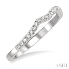 1/6 Ctw Arched Chevron Round Cut Diamond Wedding Band in 14K White Gold