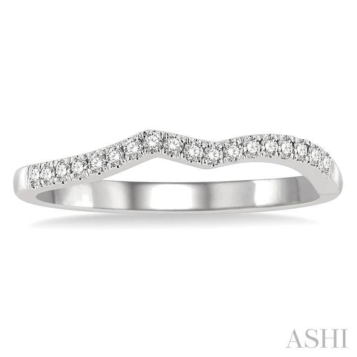 1/6 Ctw Arched Chevron Round Cut Diamond Wedding Band in 14K White Gold