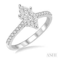 1/2 Ctw Marquise Shape Diamond Lovebright Ring in 14K White Gold