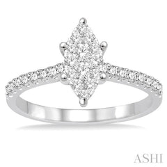 1/2 Ctw Marquise Shape Diamond Lovebright Ring in 14K White Gold