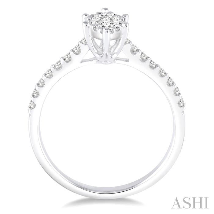 1/2 Ctw Marquise Shape Diamond Lovebright Ring in 14K White Gold