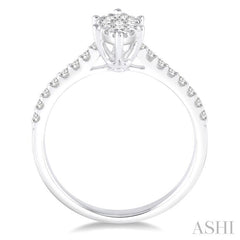 1/2 Ctw Marquise Shape Diamond Lovebright Ring in 14K White Gold