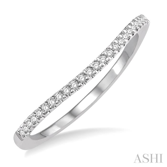 1/10 Ctw Round Cut Diamond Wedding Band in 14K White Gold
