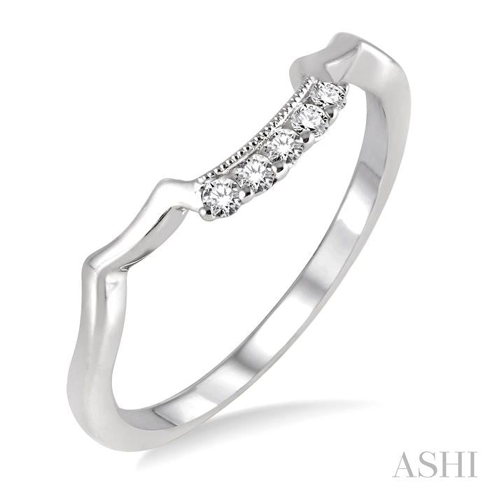 1/10 Ctw Round Cut Diamond Wedding Band in 14K White Gold