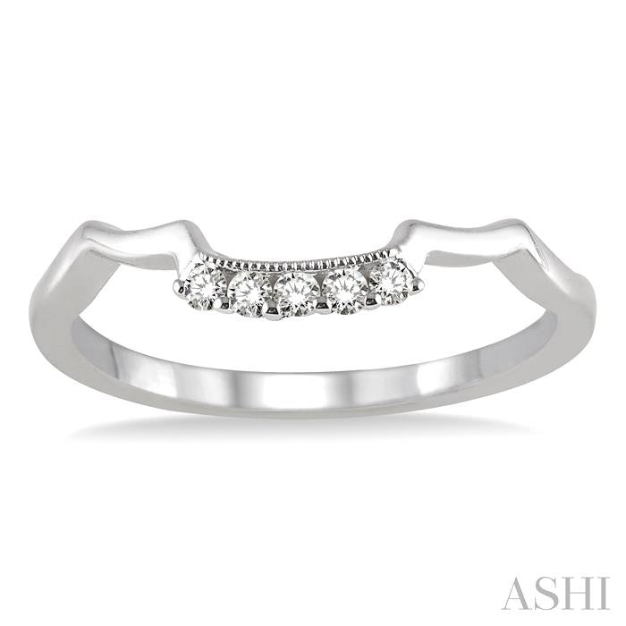 1/10 Ctw Round Cut Diamond Wedding Band in 14K White Gold
