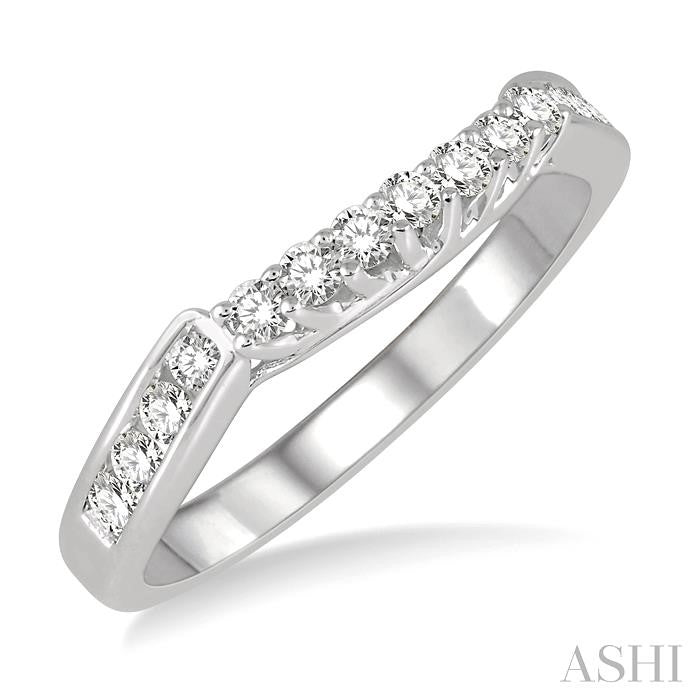 1/3 Ctw Straight Row Round Cut Diamond Wedding Band in 14K White Gold