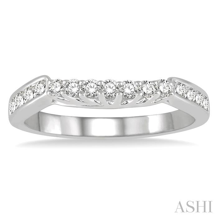 1/3 Ctw Straight Row Round Cut Diamond Wedding Band in 14K White Gold