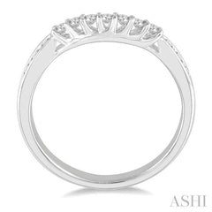 1/3 Ctw Straight Row Round Cut Diamond Wedding Band in 14K White Gold