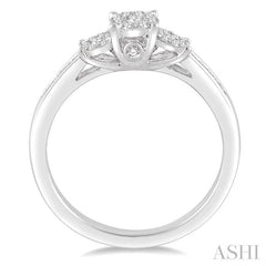 1/3 Ctw Circular Tri Mount Lovebright Round Cut Diamond Ring in 14K White Gold