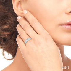3/4 Ctw Triple Circular Head Lovebright Round Cut Diamond Ring in 14K White Gold