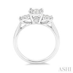 1/2 Ctw Triple Circular Head Lovebright Round Cut Diamond Ring in 14K White Gold