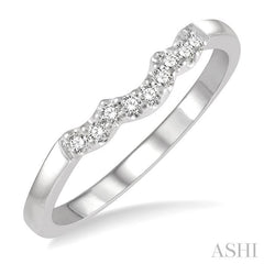 1/10 Ctw Waves Center Round Cut Diamond Wedding Band in 14K White Gold