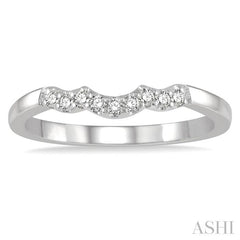 1/10 Ctw Waves Center Round Cut Diamond Wedding Band in 14K White Gold