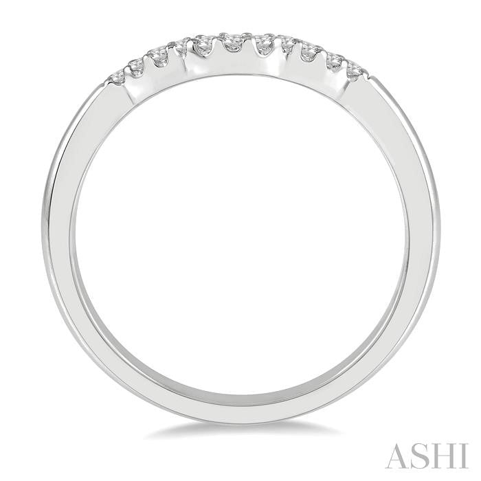 1/10 Ctw Waves Center Round Cut Diamond Wedding Band in 14K White Gold