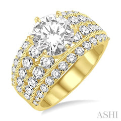 2 1/10 Ctw Diamond Semi-Mount Engagement Ring in 14K Yellow Gold