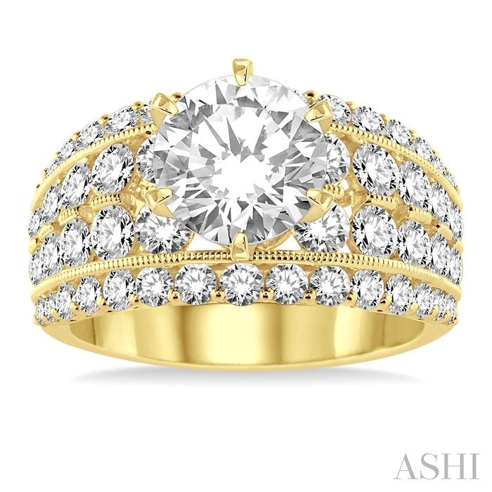 2 1/10 Ctw Diamond Semi-Mount Engagement Ring in 14K Yellow Gold