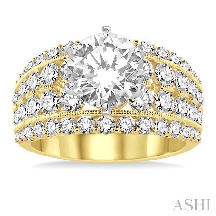 2 1/10 Ctw Diamond Semi-Mount Engagement Ring in 14K Yellow and White Gold