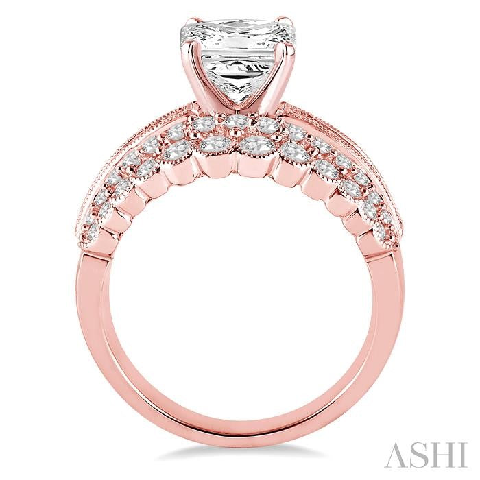 1 7/8 Ctw Diamond Semi-Mount Engagement Ring in 14K Rose Gold