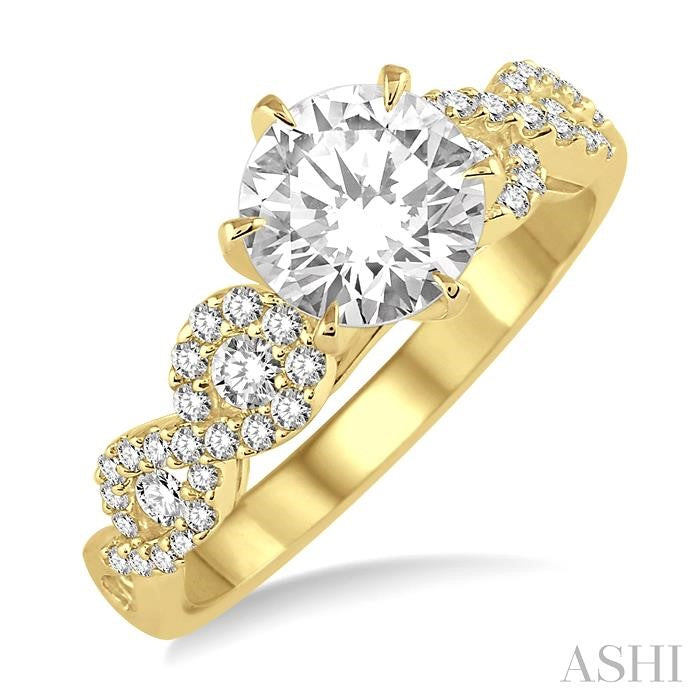 1/3 Ctw Diamond Semi-Mount Engagement Ring in 14K Yellow Gold